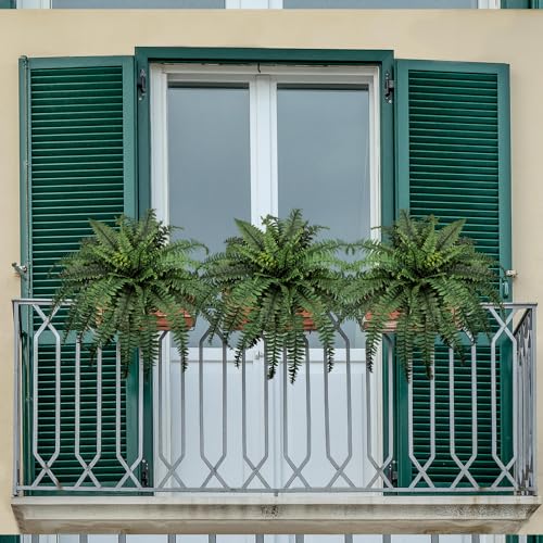 Large Artificial Ferns for Outdoor 49" Fake Boston Fern 49 Fronds Faux Ferns Plant Silk Greenery for Indoors Home Garden Porch Windowsill Decor (1 Stem)