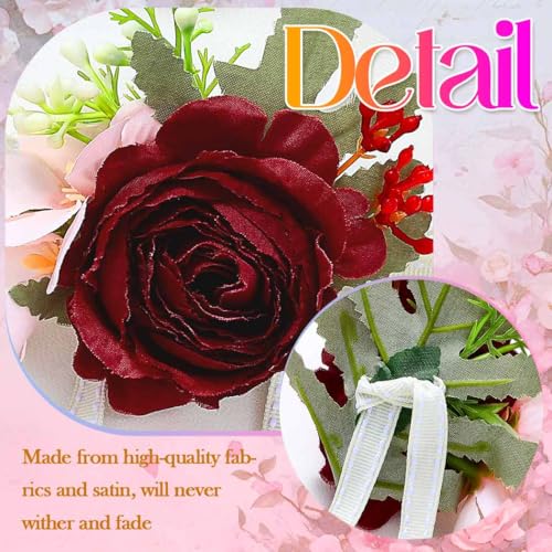 Wedding Corsage Wristlet Red Rose Wrist Corsage for Women (Red) - color: Red