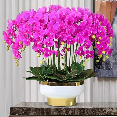 Artificial Phalaenopsis 4 Pcs Artificial Flowers Artificial Orchid Flowers Stem Fake Plants for Décor (Purple) - color: Purple