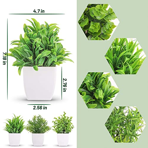 Der Rose 4 Pack Small Fake Plants Mini Artificial Faux Plants in Pots for Home Office Bedroom Living Room Decor