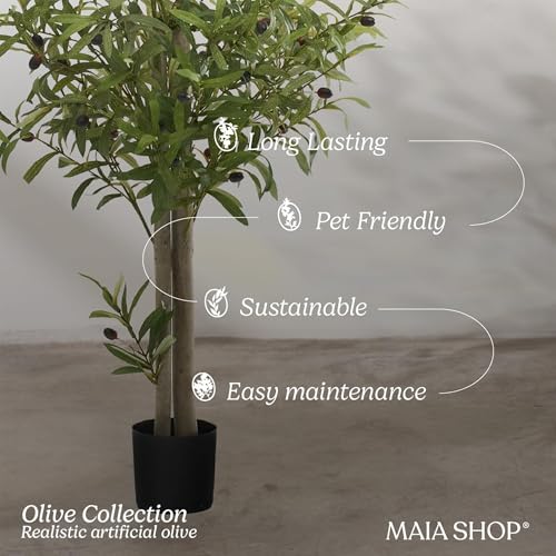 Maia Shop 71in Artificial Olive Tree Plant for House, Apartment or Office – Realistic Fake Indoor Plants for Living Room, Kitchen, Bedroom, Entryway or Bathroom – Faux Greenery for Home Décor - color: Olive, size: 6ft