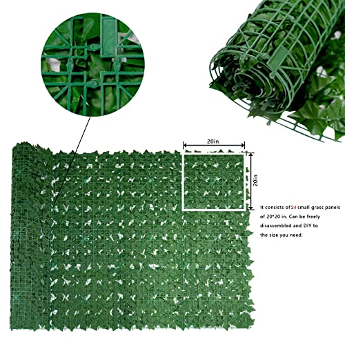 Bybeton 80"x120" Artificial Ivy Privacy Fence Screen - Fade-Resistant Faux Greenery Hedge Panels for Outdoor, Deck, Patio, Balcony & Chain Link Fence Cover - color: Green - Ivy, size: 80 x 120 in