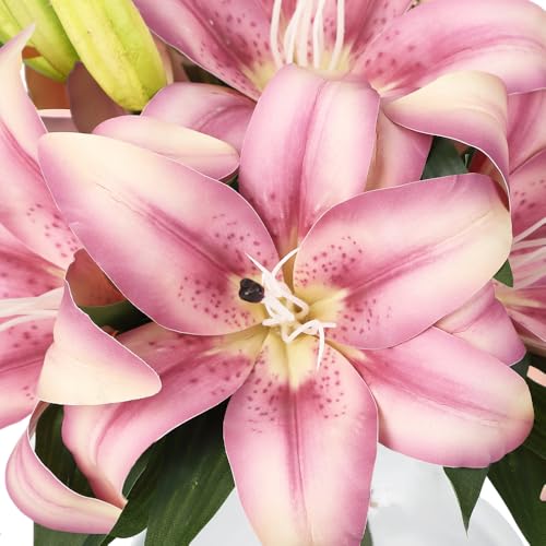 GarveeHome Artificial Lily Flower, Faux Lily Flowers Stems for Vase, Silk Fake Flowers for Home Table Office Wedding Party Decor (Purple) - color: Tiger Lily ,Purple