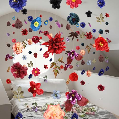 XunYee 6 Pcs 35.4 ft Flower Garlands Artificial Wildflower Vines Floral Hanging Backdrop Fake Flower Garlands Faux Silk Wildflower Vine for Wedding Bridal Shower Home Garden Wall Arch Decor(Peony) - style: Peony