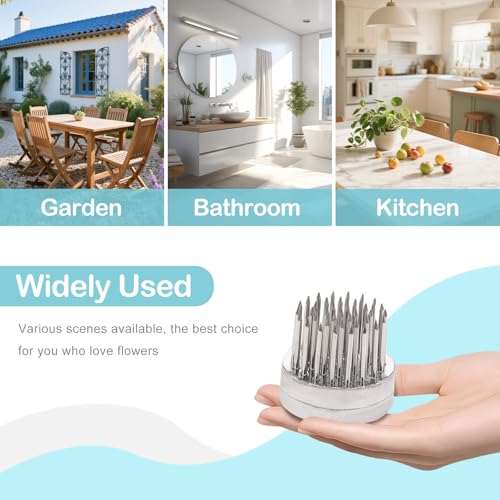 Folmywy 2 Pack Ceramic Ikebana Vase Kit Flower Frog White Small Vases Flower Stem Holder with 0.91 Inch Kenzan for Valentine's Day Dining Table Restaurant Dresser Bookshelf Home - color: 2 Pack