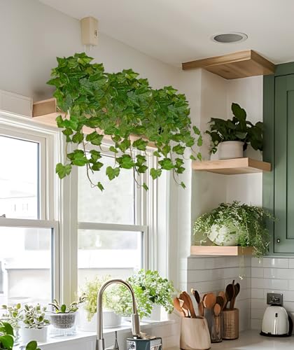 24" Artificial Hanging Plant Ivy Vine Green Plants Decorative Artificial Plants Fake Hanging Plants for Window Wall Decorations - color: Grape Leaf, size: 24-inch