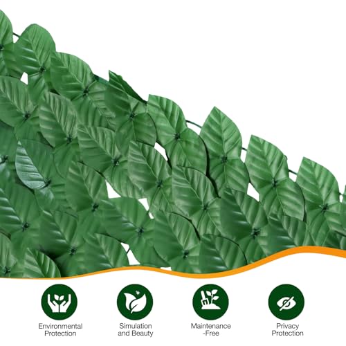 Artificial Ivy Privacy Fence Wall Screen, 79 x 118 in Garden Fake Hanging Plants Vines, Aesthetic Faux Greenery Garland Pothos Leaf with Strengthened Joint Prevent Leaves Falling Off for Outdoor Decor - color: Pothos leaf, size: 78.75*118.11in