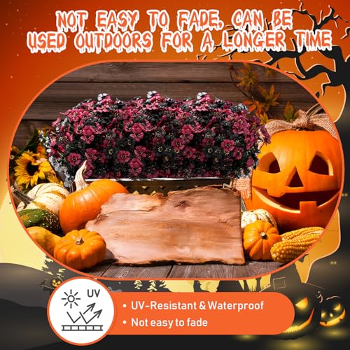 Lyrow 100 Bundles Violet Artificial Flowers, UV Resistant Faux Silk Flowers Outdoor, Fake Violet Bulk for Front Porch Hanging Garden Courtyard Farmhouse Home (Black and Red) - color: Black and Red