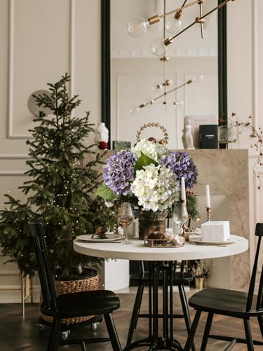 ZYTUYO 4 Pcs 20'' Gray Purple Real Touch Hydrangea Artificial Flowers Vintage Lifelike Latex Hydrangeas Long Stem for Boho Home Decor Porch Outdoor Wedding Kitchen Xmas Table Centrepiece - color: Dark Purple