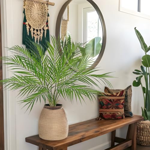2PCS Artificial Palm Plant Leaves 27.5" Fake Tropical Areca Palm Bushes Tree Leaf Large Faux Greenery Stem Shrubs for Indoor Outdoor Home Garden Arrangement Jungle Safari Wedding Party Decor, 7 Leaves - color: Palm - 7 Leaves, size: Bushes
