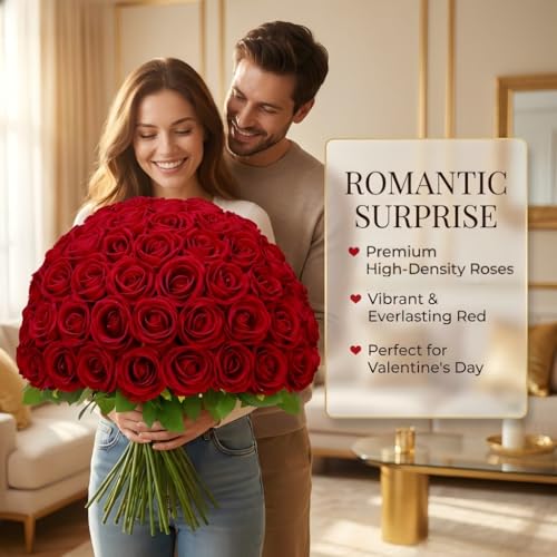 Waipfaru Red Roses Artificial Flowers Bulk, Real Touch Velvet Roses with Wrapping Paper, 50 Pcs Fake Flowers for Wedding Centerpieces Bridal Bouquet Valentines Mothers Day Graduation Decor - color: Red, size: 50 Pcs