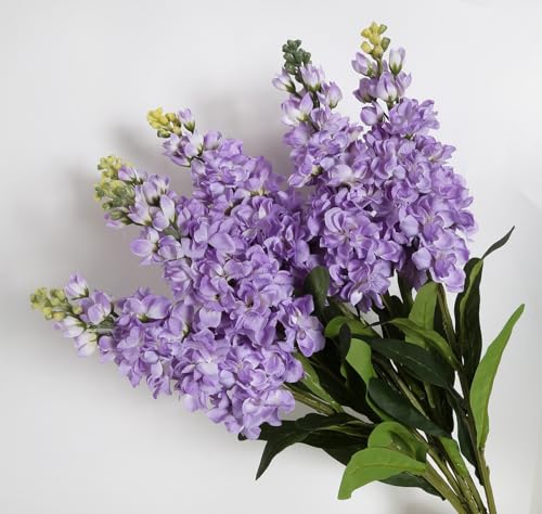 IPOPU Artificial Flowers Snapdragon Silk Flowers, 6PCS Antirrhinum Purple Delphinium Fake Flowers 31.50'' Long Stem Larkspur Faux Flowers for Wedding Table Centerpieces Vase Home Party Decor (Purple) - color: Purple