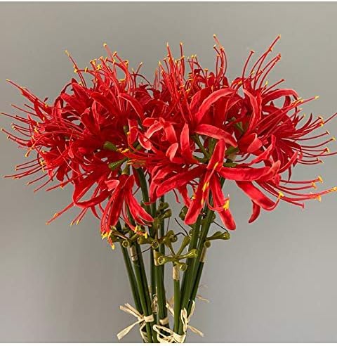 6 Stems 26.38 Inch Artificial Lycoris Radiata Spider Lily Flowers for Home Garden Decoration Red - color: Red