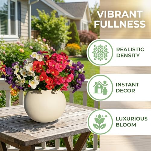 trytuny 20 Pcs Artificial Flowers for Outdoor, UV Resistant Realistic Pansies Fake Flowers for Indoor and Outdoor Garden, Porch, Patio, Window Box Decor All Year Round - size: 20pcs-Mixed color