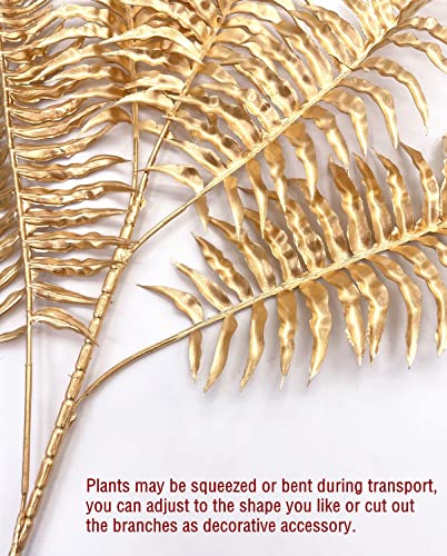 PASYOU Artificial Plants Christmas Decor, Gold Fake Flowers Shrubs Plastic Grass Leaves Indoor Outdoor Home Garden Party Hotel Verandah Wedding Event Faux DIY Decoration - 30 Inch Golden 2 Bunches - color: (Tall) Gold Boston Grass - 2 Pack