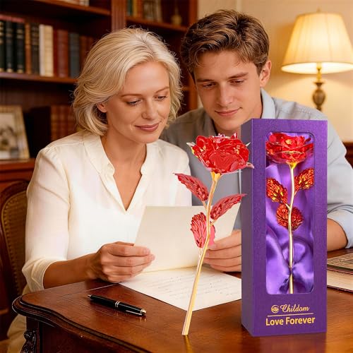 Childom Mothers Day Rose Gifts for Mom,Birthday Gifts for Women,Mothers Day Flowers Gifts for Mom from Daughter Son,Red Artificial Flowers Gift for Wife,Grandma,Christmas,Valentines,Anniversary - color: Colorful Red