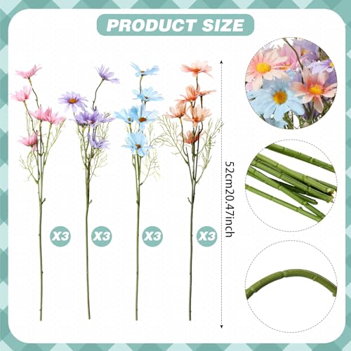 12 Bundles Daisy Artificial Flowers Small Colorful Daisy Flowers Bouquet with Stems Fake Daisies Floral for Table Vase Centerpiece Floral Arrangements Wedding Decoration (Mix Color) - color: Mix Color