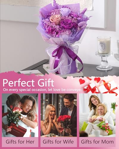 BestFlower Mothers Day Flowers Bouquet Gifts for Mom,Roses Bouquet Gifts for Women Mom Wife from Daughter,Fresh Flowers for Delivery/Purple Rose - color: Bright Purple