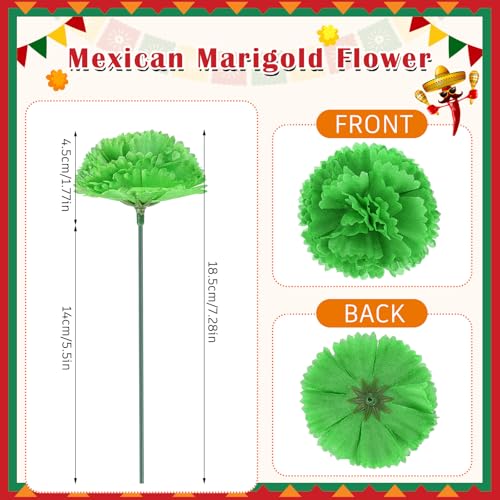 Syhood 50 Pcs Mexican Marigold Flower Bulk Decorations Flores Artificiales Fiesta Party Decorations for Mexican Backdrop Party Floral with Stems DIY Marigold Garland - color: Classic Color