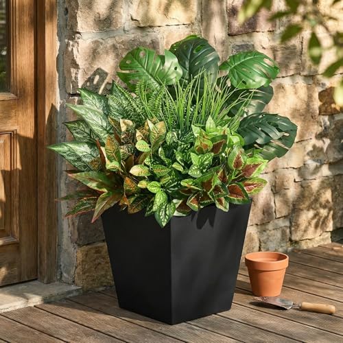 Waipfaru Artificial Plants Outdoor UV Resistant, Realistic Fake Plants Artificial Greenery, Large Bunches Faux Plants for Indoor Outdoor Porch Patio Garden Spring Summer Home Decor (Large 10pcs) - color: Monstera Deliciosa, size: 10 Bundles