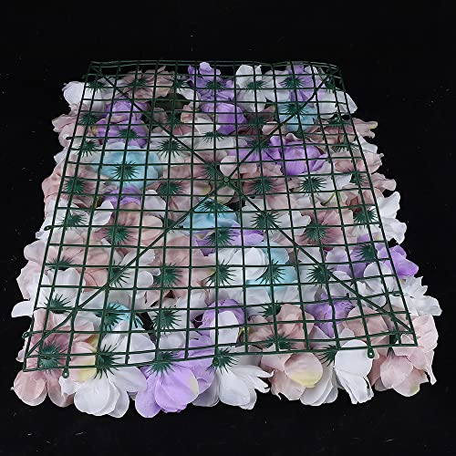 12 Pcs Artificial Flower Wall Panels 60x40cm 3D Flower Background for Wall, Wedding Flower Decorations Wall Silk Rose Panels for Candy Wall, Photo Areas, Stage Background Wall(Dahlia + Rose + Leaf) - color: Light Blue + Purple