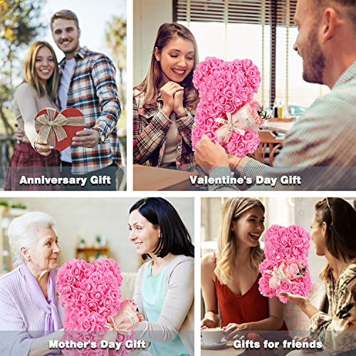 Mothers Day Rose Gifts for Mom—Ladies' Rose Teddy Bear, Artificial Rose Teddy Bear Birthday Bouquet, Mother's Day Rose Gifts, the Perfect Choice for Your Wife, Mom, or Grandma - color: Pink