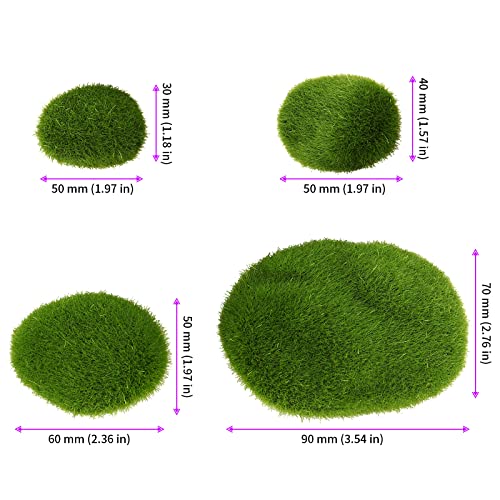 JEUIHAU 60 PCS 6 Sizes Artificial Moss Rocks, Decorative Moss Stones, Green Moss Covered Stones Fake Moss Covered Rocks for Floral Arrangements, Gardening, Craft