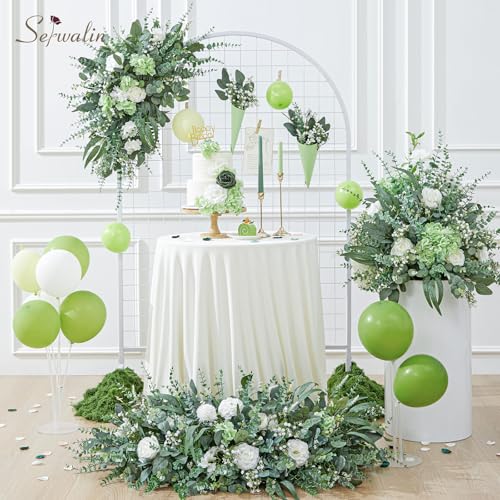 Serwalin 180 Pcs 7 Kinds Mixed Artificial Eucalyptus Greenery Stems Bulk, Baby Breath Flowers Artificial with Faux Leaves Picks for DIY Bouquets Wedding Floral Centerpieces Vase Table Home Decor