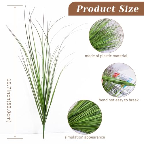 10 Bundles Fake Grass Plants Artificial Plants Outdoor Faux Plants Tall Shrubs Wheat Grass Greenery Stems UV Resistant Onion Grss For Outside Planters Indoor Room Vase Home Decor（Green Red Tail） - color: Green Red Tail, size: 10-Pack