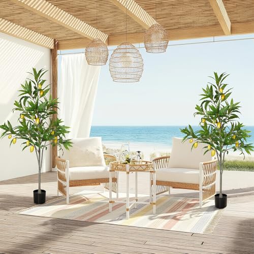 Daifunli 1 Pack Artificial Mango Tree with Realistic Leaves and Natural Trunk Faux Tree with Silk Leaves for Porch Home Office Farmhouse Indoor Outdoor Housewarming Gift - style: Mango