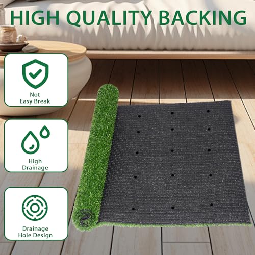 Artificial Grass Turf 39.37x19.68 in Realistic Synthetic Grass Carpet for Indoor/Outdoor,with Drainage Holes Pet-Friendly Grass Mat Ideal for Garden Lawns, Landscaping, Balcony Decor - size: 39.37X19.68IN
