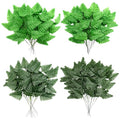 Zeyune 48 Pcs Spring Artificial Silk Leather Leaf Fern Stems 4 Styles Wedding Greenery Faux Leaves Pick 15.8 Inch 14.6 Inch Cemetery Leaf Plant Bouquet for Wedding Decor Garden Room Porch Decor