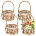 4 Pcs Flower Baskets with Handle, 5.1 x 7.5 Inches Wicker Rattan Lightweight Floral Baskets for Gardening Festival Parties