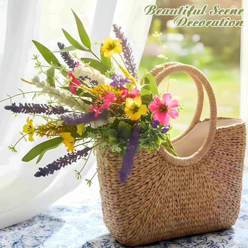 Giegxin 6 Bundles Fake Artificial Flowers Bouquet Spring Silk Flowers Arrangements Faux Wildflowers Bouquets Stems Fake Plants for Wedding Table Centerpiece Rustic Home Vase Floral Table(Wildflowers) - style: wildflowers