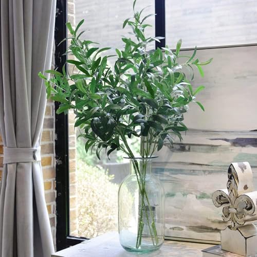 5pcs Olive Branches for Vases Artificial Plants Greenery Stems for Vases Olive Leaves Plant (Green)