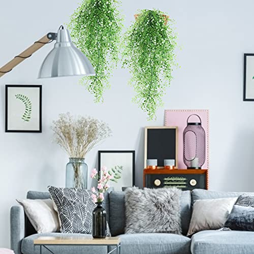 RECUTMS Fake Hanging Plants Artificial Ferns for Outdoor Hanging Faux Plants Vine Ivy Faux Fern Hanging Vines Wall Plants for Home Garden Party Wedding Decor (White 4P) - color: White