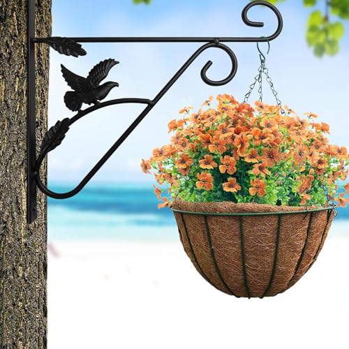 Artificial Flowers Outdoor Fake Flowers,20 Bundles Outside Fake Flower UV Resistant No Fade Faux Plastic Plants Shrubs Home Garden Porch Patio Decor(Orange Red) - color: Orange Red, size: 20 Bundles