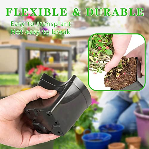 June Fox Square Nursery Pots 3.3 Inches Flexible Plastic Seedling Pots Square Pots for Plants, Succulent, Flower, Pack of 100, with 100 PCS Plant Labels - color: 100 Pcs