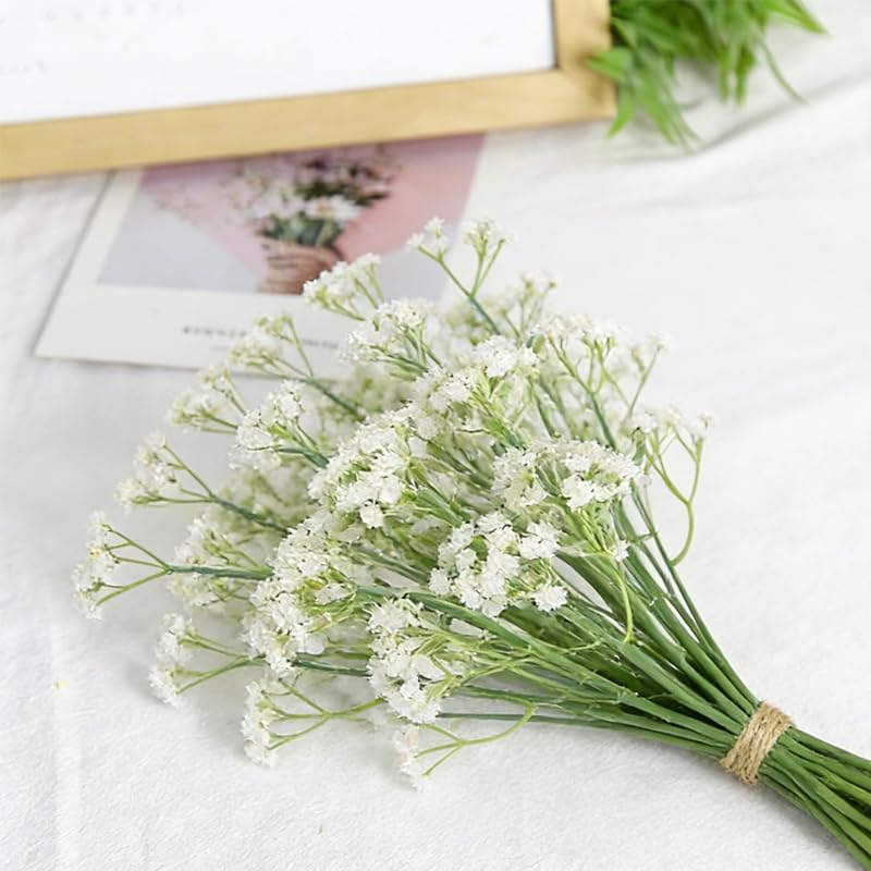 10 Pcs Babys Breath White Artificial Flowers, Real Touch Gypsophila Fake Flowers for Wedding, Home Decor, Vase Filler, Table Centerpieces, Party Decorations - color: 10pcs White