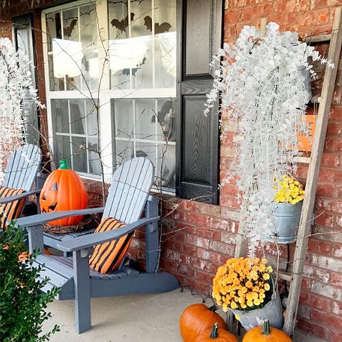 RECUTMS Fake Plant Hanging Eucalyptus Vines Plants Faux Eucalyptus Leaf Hanging Plant for Room Wedding Proch Yard Outdoor Home Wall Kitchen Bathroom Indoor Decoration in 3 Pcs(Pure White) - color: Pure White, size: Hanging Plants