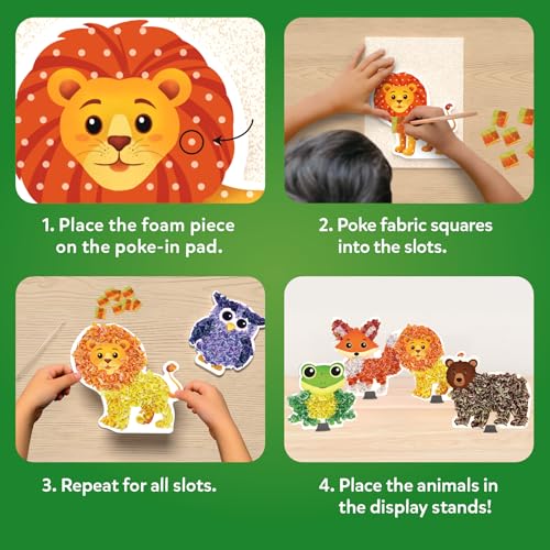 Skillmatics Poke-in Art – Animals, Mess-Free DIY Wood Craft Kit for Kids, Creative Fine Motor Activity, Pretend Play & Room Decor, Gift for Girls & Boys Ages 4, 5, 6, 7, 8, 9 - style: Animals