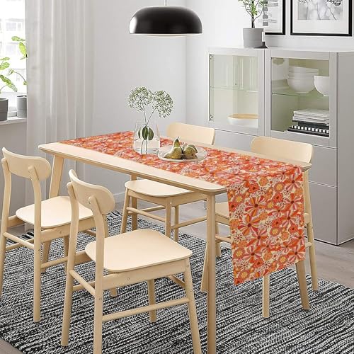 Retro Hippie Mid Century Table Runner Vintage Groovy Florals 1960s 1970s Boho Pink Red Dinner Runner for Country Farmhouse Home Kitchen Birthday Party Holiday 36X13inch - color: Bohoflower-9, size: L36"x W13"