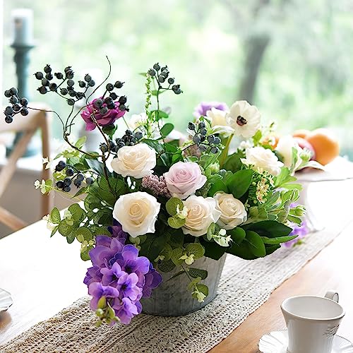 FiveSeasonStuff Light Champagne Artificial Roses Real Touch Silk Flowers with 12 Stems Wedding Bridal Bouquet Home Décor - color: Light Champagne