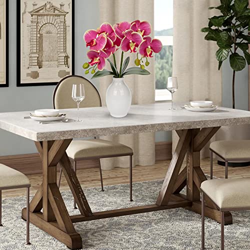 Briful Pink Orchids Artificial Flowers 16'' Faux Orchids in Ceramic Vase Fake Orchid Arrangement for Home Office Room Table Centerpieces Kitchen Elegant Decor Indoor - color: Pink