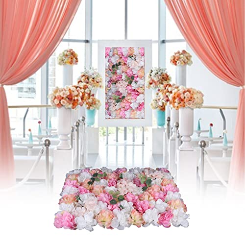12 Pcs Artificial Flower Wall Panels Silk Dahlia Rose 3D Faux Flower Backdrop Panels Background Decorative for Wedding Celebrations Festive Party Home, 23.62 * 15.74in (Pink-2) - color: Pink-2