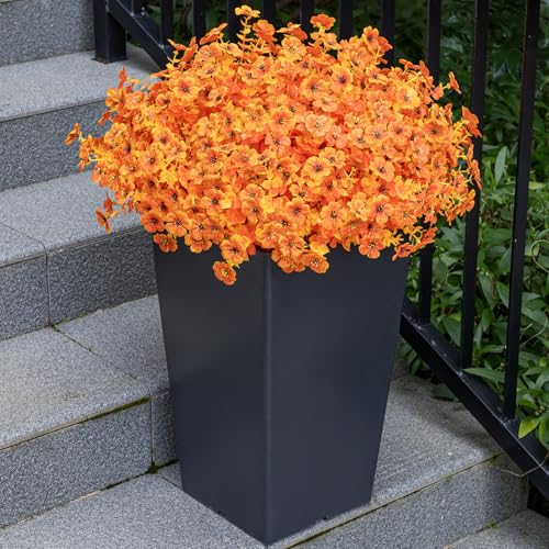 Lnoicy 20 Bundles Artificial Flowers for Outdoor,Faux Plants Decoration,Plastic Flowers for Indoor Garden/Wedding/Farmhouse (Fall Red) - color: Fall Red