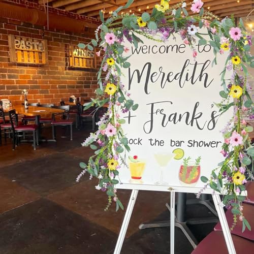 6.5FT Wildflower Daisy Garland Flower Garland with Daisy Lavender Faux Floral Vine Summer Spring Garland for Mantle Baby Shower Wedding Arch Front Door Porch Staircase Summer Spring Decor (1 Pcs)