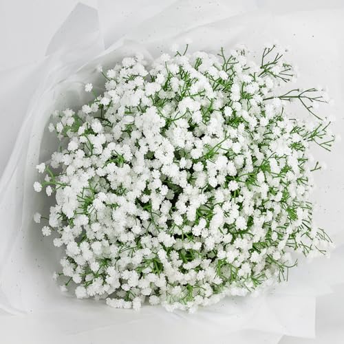 DomeStar Artificial Baby’s Breath Flowers – 42 PCS White Fake Gypsophila for Wedding Centerpieces, Home Decoration, DIY Crafts, Bridal Shower, Party Decor & Gifts