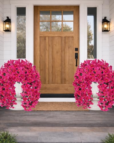 Artificial Flowers for Outdoors – 2 Bundles of UV-Resistant Artificial Bougainvillea, Realistic Silk Flowers for Front Porch, Patio, Garden, Window Boxes & Hanging Baskets (Hot Pink, 2) - color: Hot Pink, size: 2 Bundles