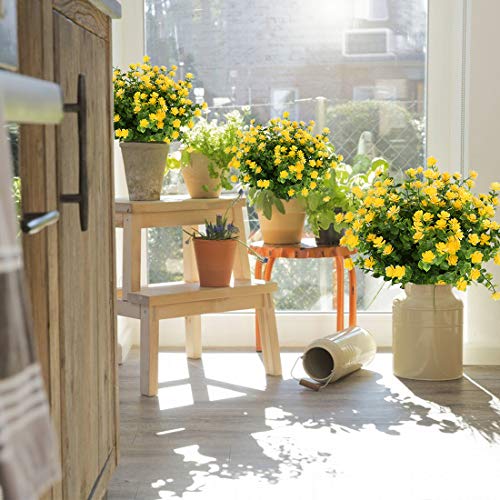 10PCS Artificial Flowers, Fake Artificial Greenery UV Resistant No Fade Faux Plastic Plants for Wedding Bridle Bouquet Indoor Outdoor Home Garden Kitchen Office Table Vase(Yellow) - color: Yellow
